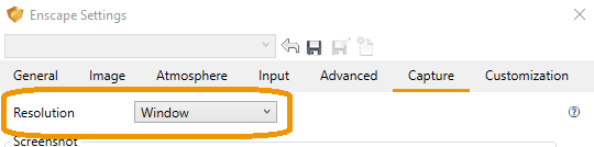 Capture选项卡中的分辨率设置
