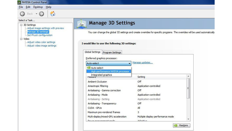 NVIDIA GPU控制面板