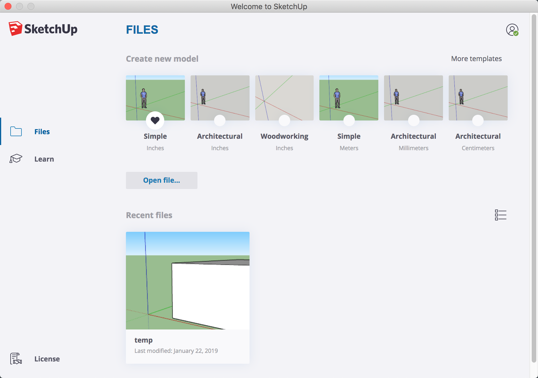 欢迎使用SketchUp对话框
