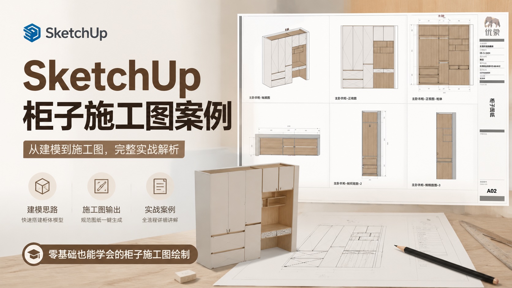 SketchUp柜子施工图案例