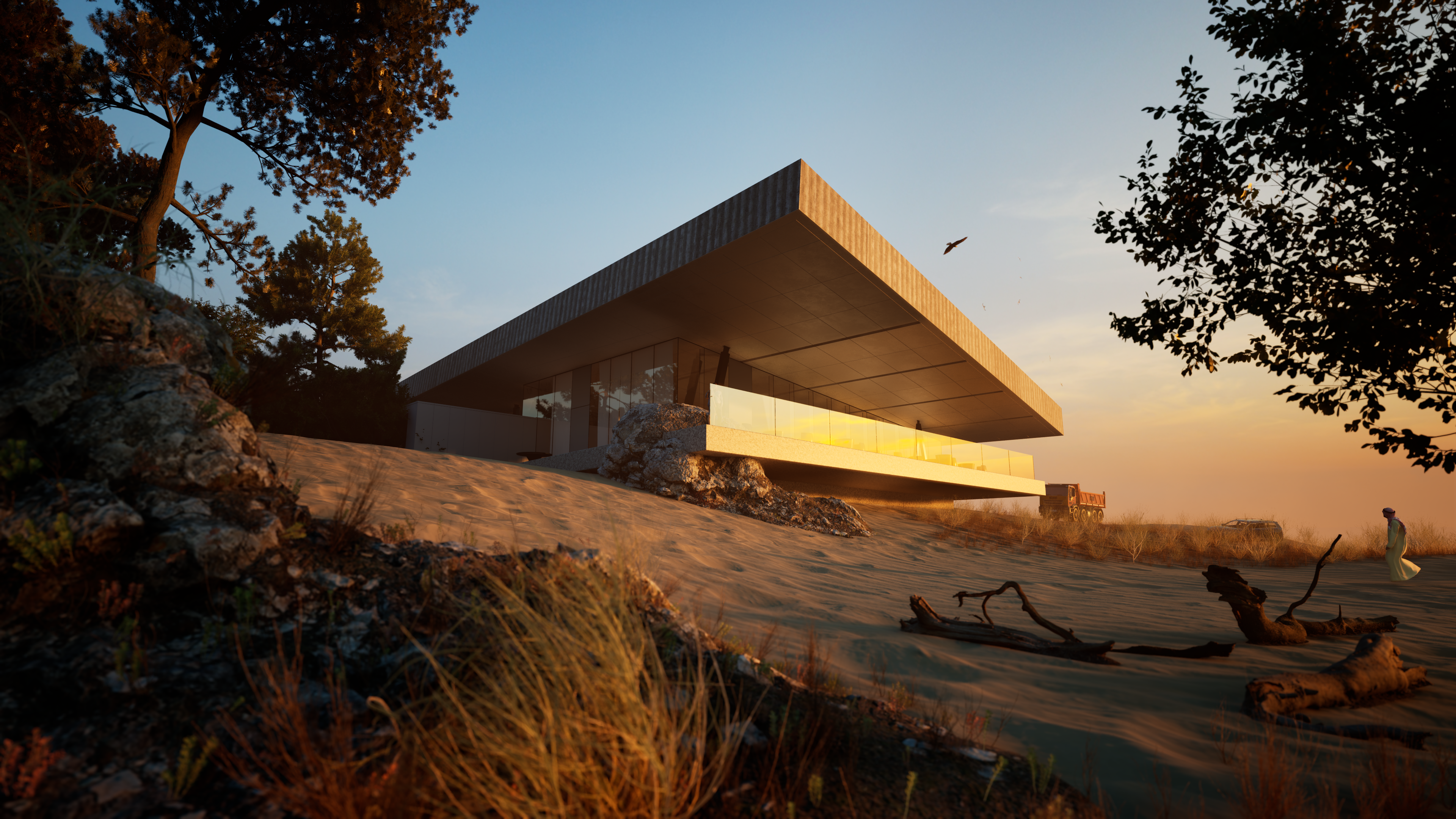 07 沙滩建筑黄昏表现