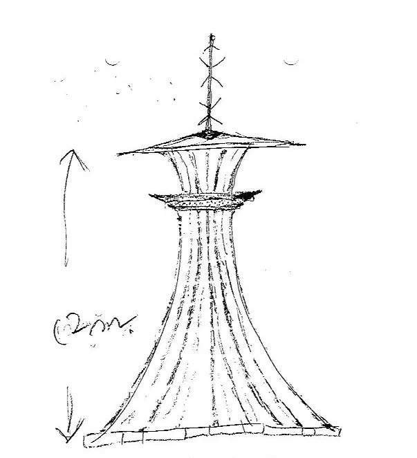客户梦中见到的塔的草图
