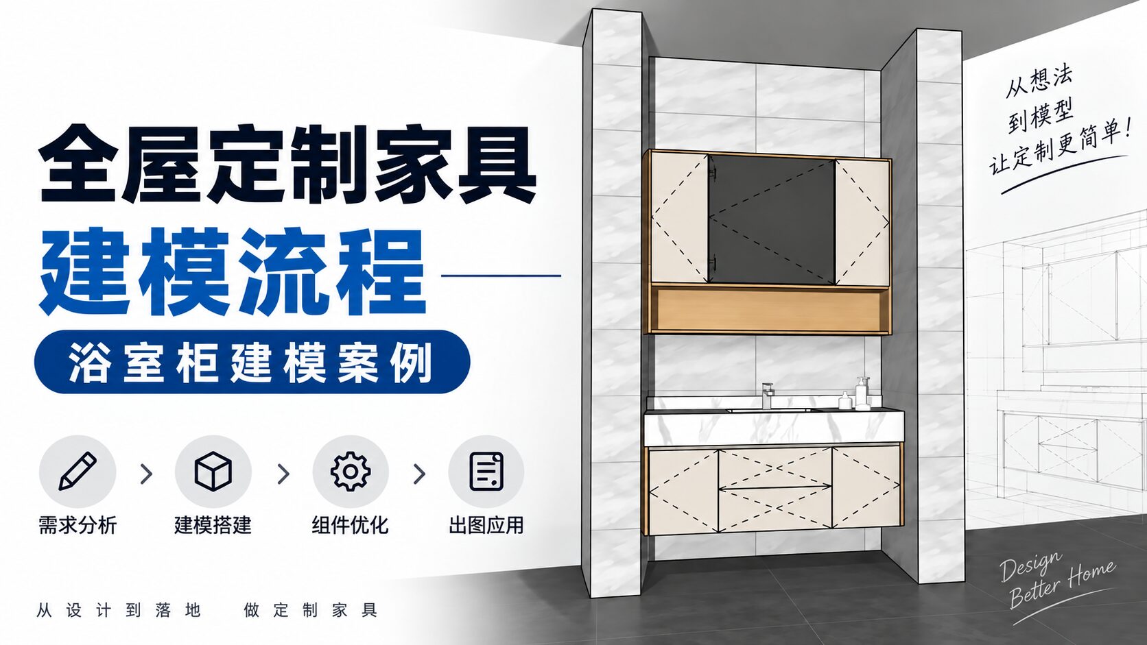 全屋定制家具SketchUp模兔云建模流程--浴室柜建模案例