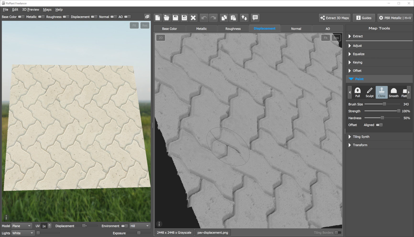 使用位移编辑器中的克隆工具修复故障