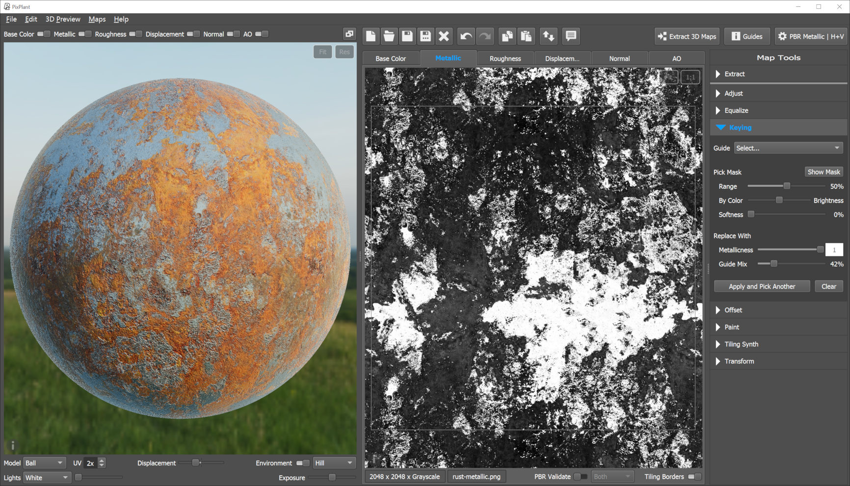 编辑生锈表面的金属贴图