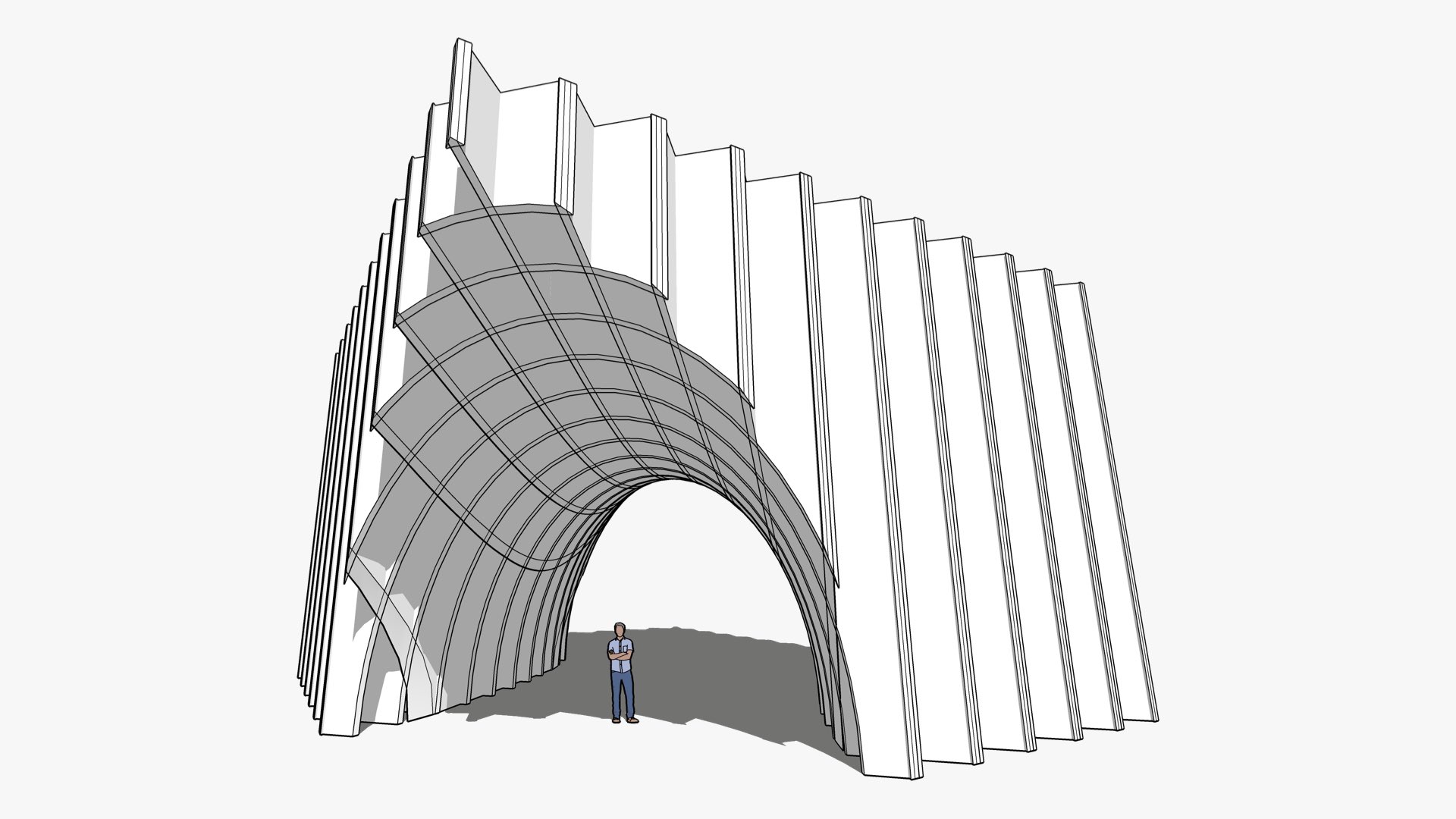 华夫饼结构亭模型