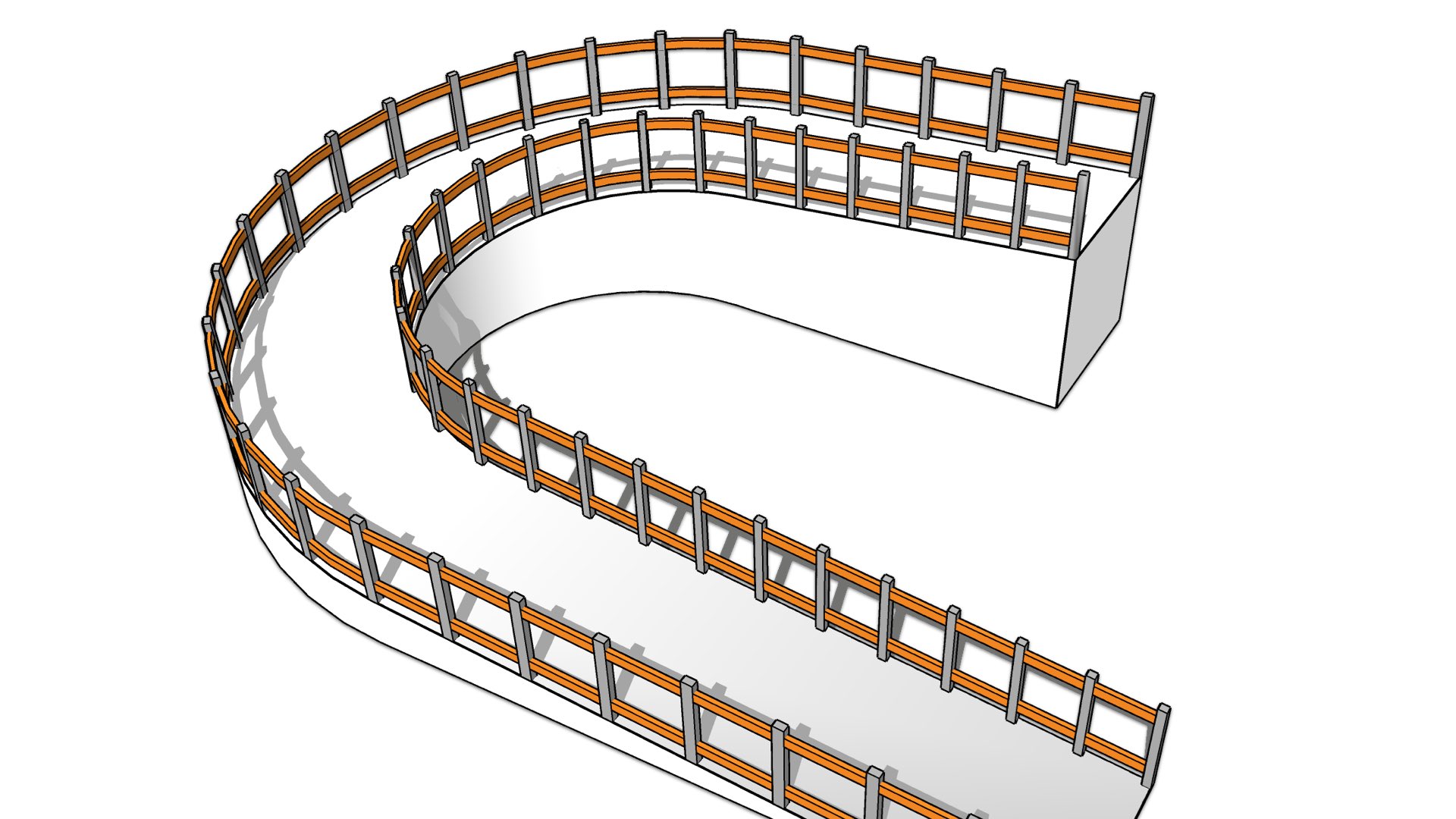 弯曲的斜坡道路